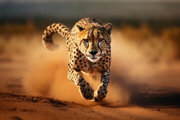 run of a leopard on the African plain