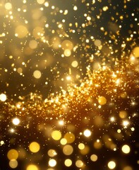 Fototapeta na wymiar Golden christmas particles and sprinkles for a holiday celebration like christmas or new year. shiny golden lights. wallpaper background for ads or gifts wrap and web design. 