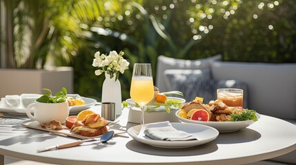 A simple pleasure - weekend brunch outdoors on a summer day