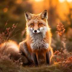 Foto auf Acrylglas Polarfuchs a fox sitting in the grass