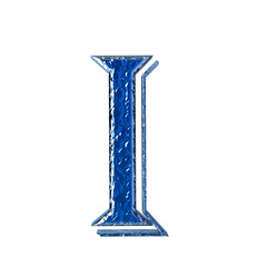 Blue symbol in a silver frame. letter i