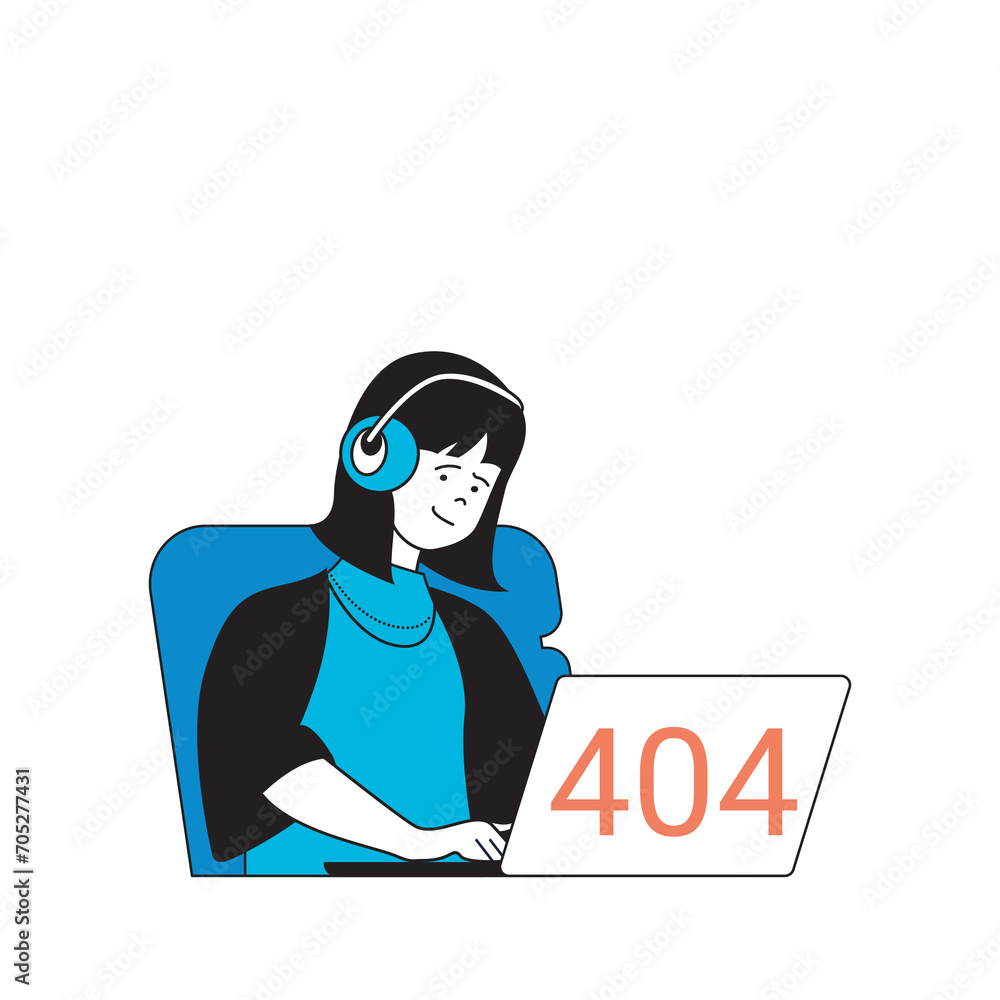 Poster Programming concept with cartoon people in flat design for web. Woman testing software and apps, finding and fixing bugs problems. Vector illustration for social media banner, marketing material.