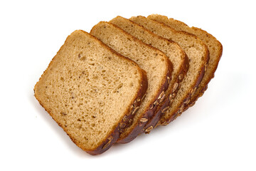 Whole grain bread, isolated on white background