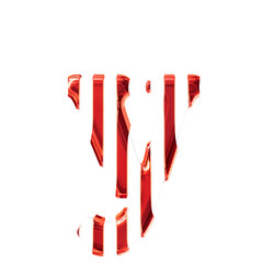 White symbol with thin red vertical straps. letter y