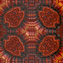 3d effect - kaleidoscopic geometric red pattern  - 705278256
