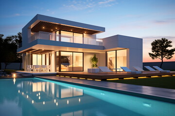 Fototapeta na wymiar Modern house with pool and terrace