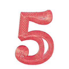 Symbol made of pink dollar signs. number 5 © oleg