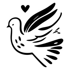 Graceful Doodle Dove Vector: Symbol of Peace, Harmony, and Elegance in Black.