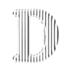 White symbol with gold vertical ultra thin straps. letter d