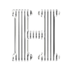 White symbol with gold vertical ultra thin straps. letter h