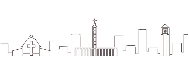Charlotte Dark Line Simple Minimalist Skyline With White Background