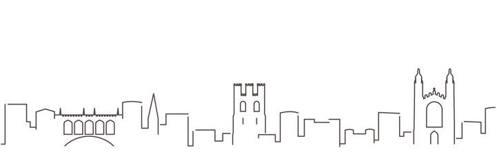Cambridge UK Dark Line Simple Minimalist Skyline With White Background