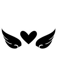 Angel's Heart with Wings Silhouette SVG Vector