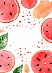 Watercolor fruits card with space for text