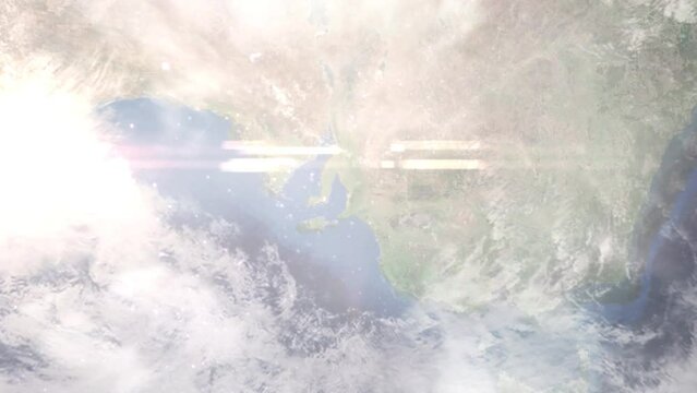 Zoom in from space and focus on Adelaide, Australia. 3D Animation. Background for travel intro. Elements of this image furnished by NASA.