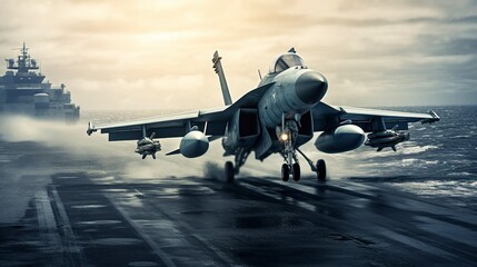 Fototapeta premium black and white, a fighter plane is taking flight