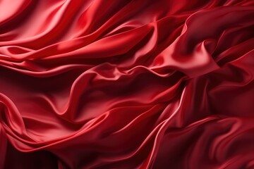 Red silk fabric with gentle waves