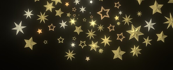 Celestial Christmas Symphony: Enthralling 3D Illustration of Falling Holiday Starbursts