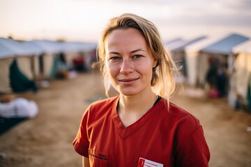 young nurse in a refugee camp