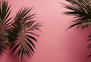 Blurred shadow from palm leaves on the pink wall Minimal abstract background for product presentation