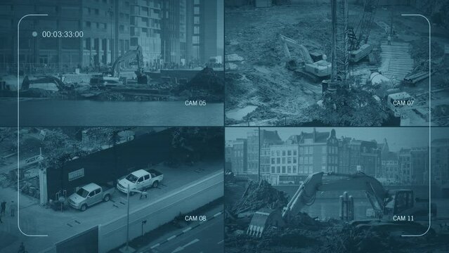 Construction Site CCTV 4 Views
