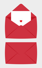 Red envelope. Valentine's card. Love letter. Flat illustration