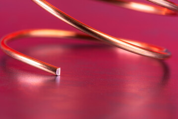 Copper wire closeup, stock market raw materials industry concept