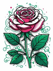 Eternal Roses Tattoo Collection, Timeless Beauty in Ink, Inked Roses Series, Vibrant, Stylized, and Embellished,  Vibrant colors, bold black outlines, and embellishments 