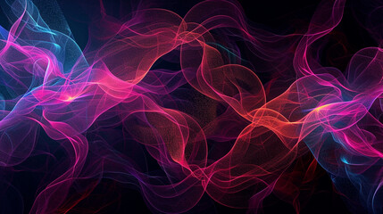 Dark Abstract Background With Neon Lines Forming Int Image Technology Wallpaper