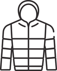 Warm men jacket line icon, Winter clothes concept, puffer jacket sign on white background, male winter coat icon in outline style for mobile concept and web design.