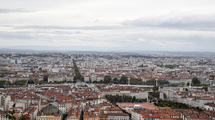 Naklejka premium view of ancient and historic European city from the top of the hill