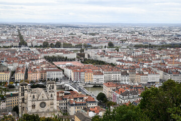 view of ancient and historic European city from the top of the hill