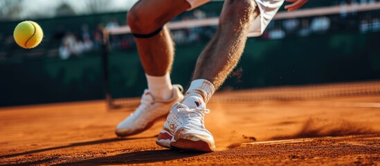 Tennis player in action on court. - Powered by Adobe