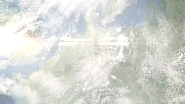 Zoom in from space and focus on Alfeld, Germany. 3D Animation. Background for travel intro. Elements of this image furnished by NASA.
