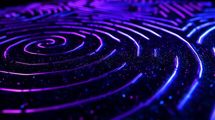 Fototapeta na wymiar Neon Circles And Lines Merging Into An Intricate Maz Image Wallpaper