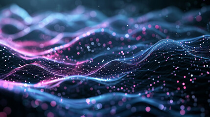 Dark Abstract Background With Neon Waves And Futuris View Wallpaper