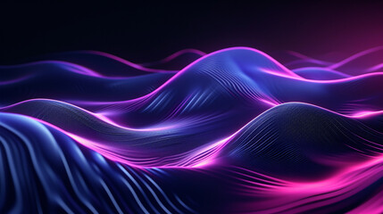 Dark Abstract Background With Neon Waves And Futuris View Technology Wallpaper