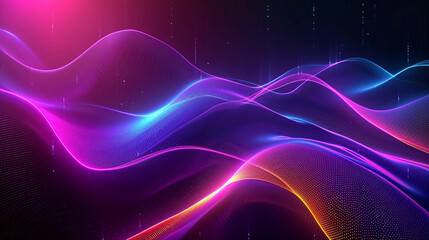 Dark Abstract Background With Neon Waves And Futuris View Wallpaper