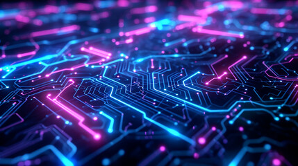 Dark Abstract Background With Neon-lit Circuitry Pat Capture Background