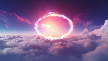 Obraz na płótnie Canvas heavenly cloudscape with a glowing portal