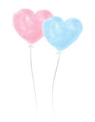 Balloon hearts. Watercolor drawing, pastel color