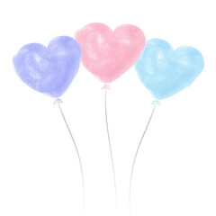 Balloon hearts. Watercolor drawing, pastel color