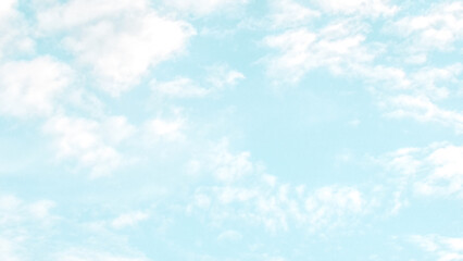 Blue pastel sky background. Soft cumulus cloudscape sky. Beautiful nature backdrop. New life...