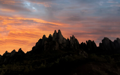 Evening Sky in the Montserrat Mountains, Barcelona, Spain