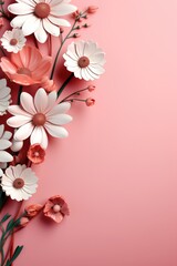 spring paper flowers on pastel background