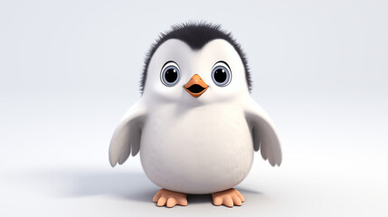 Obraz premium Baby penguin 3D cartoon isolated on white background
