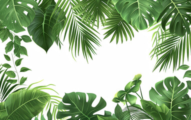 Vector tropical deixa banners em fundo branco. design botânico exótico para festa de pôster - obrazy, fototapety, plakaty