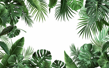 Fototapeta premium Vector tropical deixa banners em fundo branco. design botânico exótico para festa de pôster