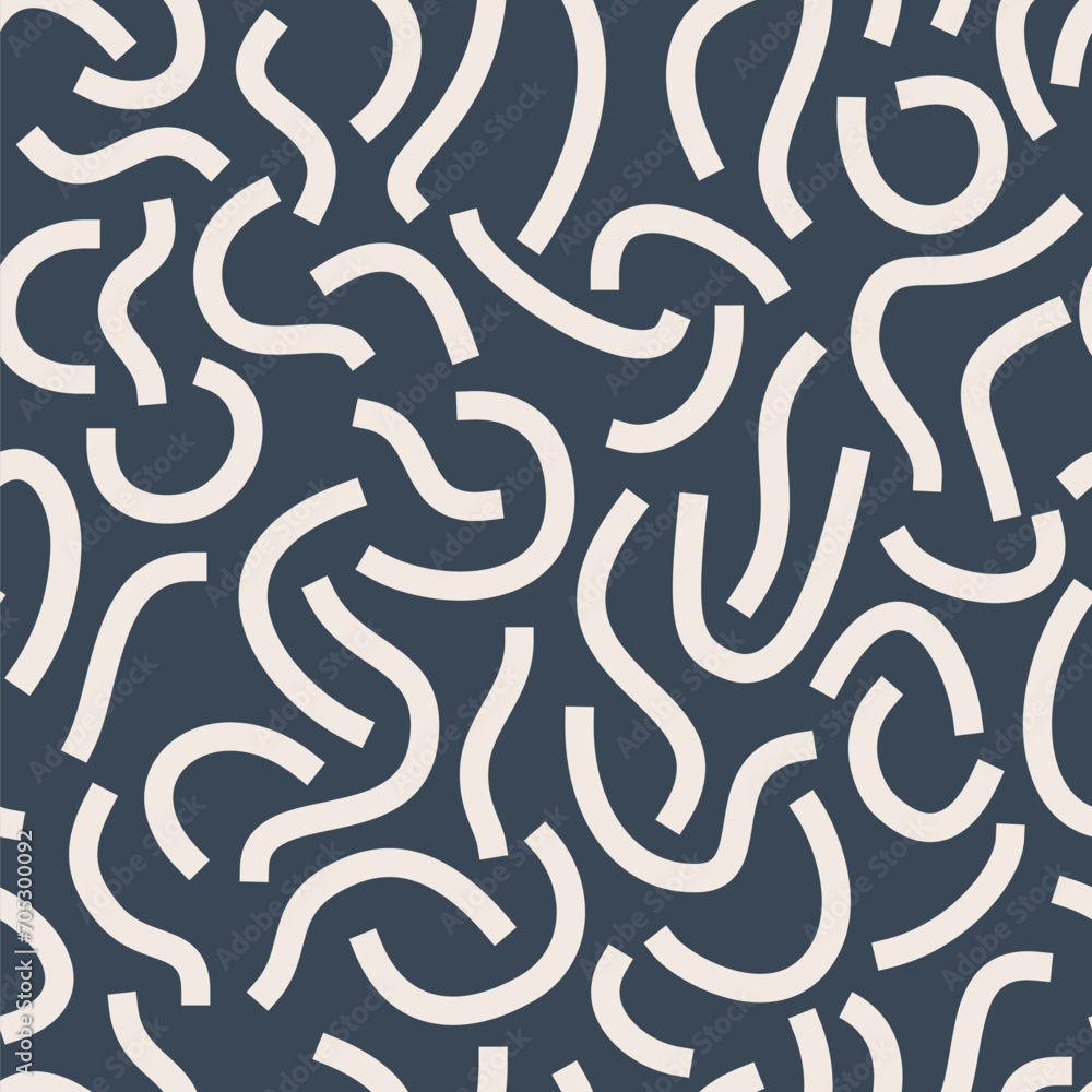 Poster white curved lines isolated on dark background. bold squiggles.
