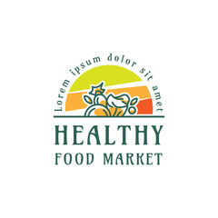 Vector healthy food organic vegan vector logo design template
